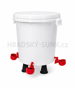 Nová 30l napáječka se 4 ks zátěžových napáječek s víkem